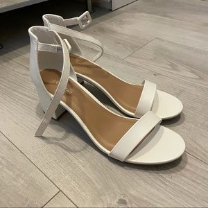 White 2.5” wedding shoes - white heeled sandal